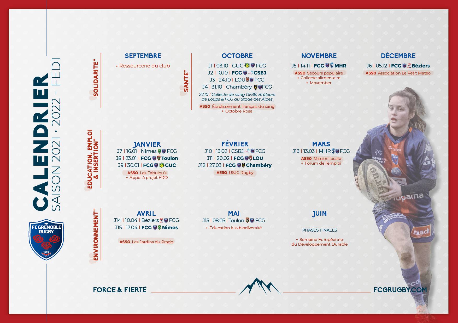 Calendrier Match Fcg 2023 Fcg - Fc Grenoble Rugby - Fédérale 1 : Le Calendrier Des Matchs